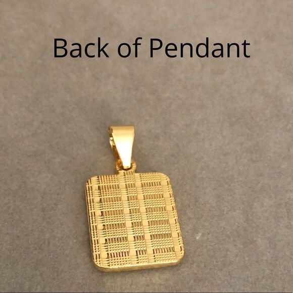 NEW Gold Block Cross Pendant Necklace Unisex 18” Religious Gold Chain Necklace - Picture 7 of 9